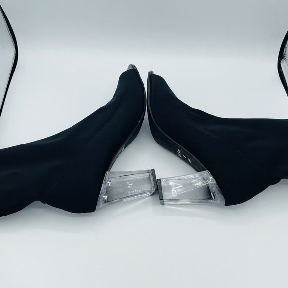 Parker & Sky Heels Womens Size 8 Black Boot Clear Heel Booties Stretch Open Toe - Picture 11 of 11